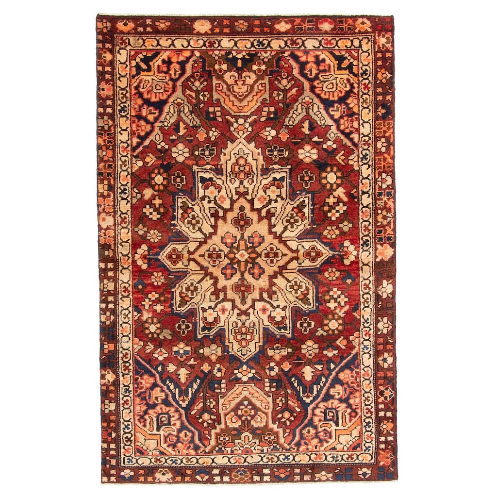ECARPETGALLERY Hand-knotted Anatolian Vintage Dark Red Wool Rug - 3'7 x 5'8