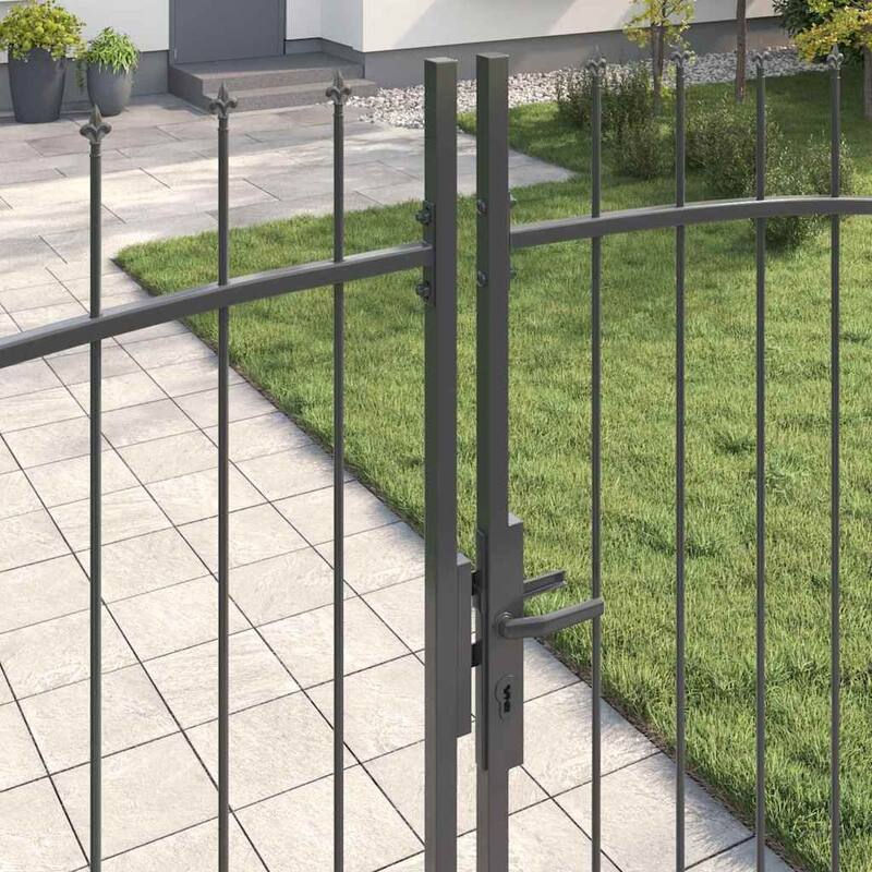 vidaXL Double Gate with Lock Grey 400 x 199.5 cm Steel