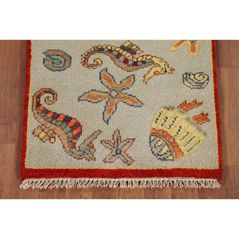 Animals Design Art Deco Accent Rug Handmade Wool Carpet - 2'0" x 3'0"