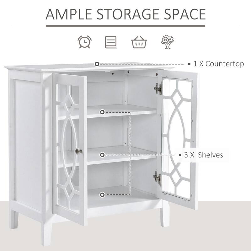 Sideboard Display Cabinet with double Glass Doors,2 Adjustable Shelves