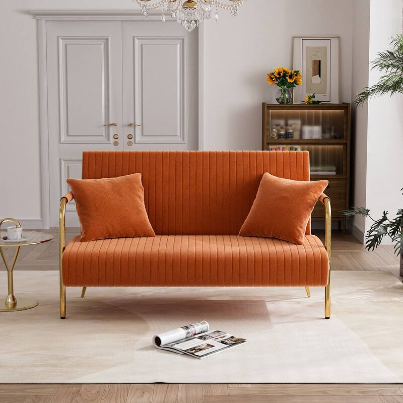 Ouyessir Upholstered Loveseat, Tufted Back Couch, Accent Armchair with 2 Pillows