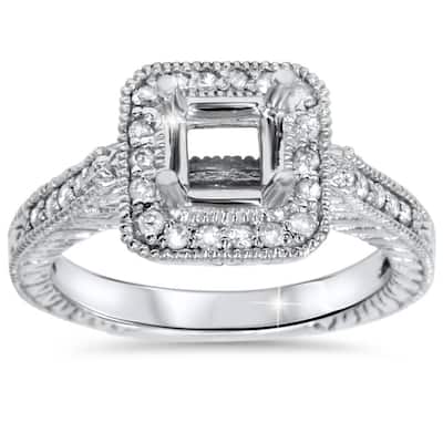 1/3ct Vintage Princess Cut Engagement Ring Setting White Gold