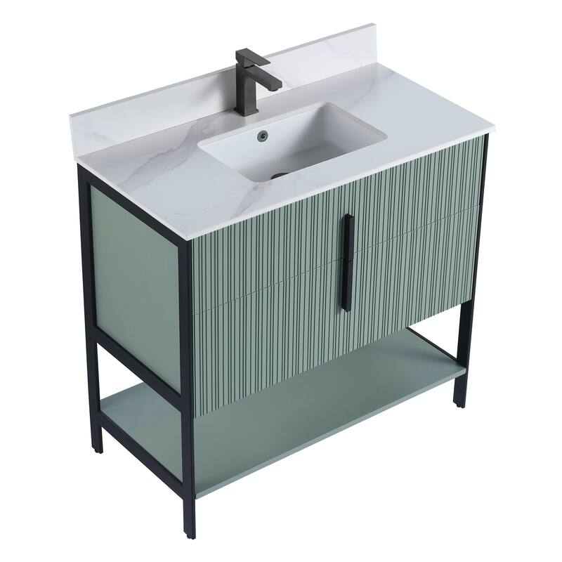 Fine Fixtures Serenity Modern Bathroom Vanity with White Carrara Stone Top