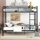 preview thumbnail 1 of 6, Full Over Full Bunk Bed,Versatile Metal Bed with Build-In Ladder Black