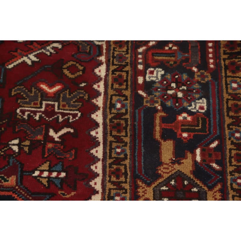 Hand Knotted Oriental 100% Wool Carpet Traditional Medallion Red Heriz Area Rug - 9' 6'' X 7' 0''