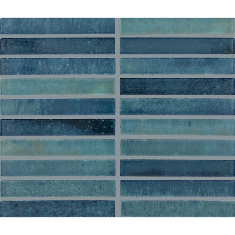 Daltile Miramo 1" x 6" Straight Joint Mosaic (10 PC Per Carton) (8.30 SQFT Per Carton) - Aqua