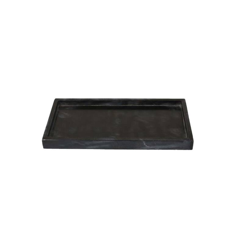 Honx Foyer Accessory Tray, Raised Lip Edges, 14 Inch Black Marble