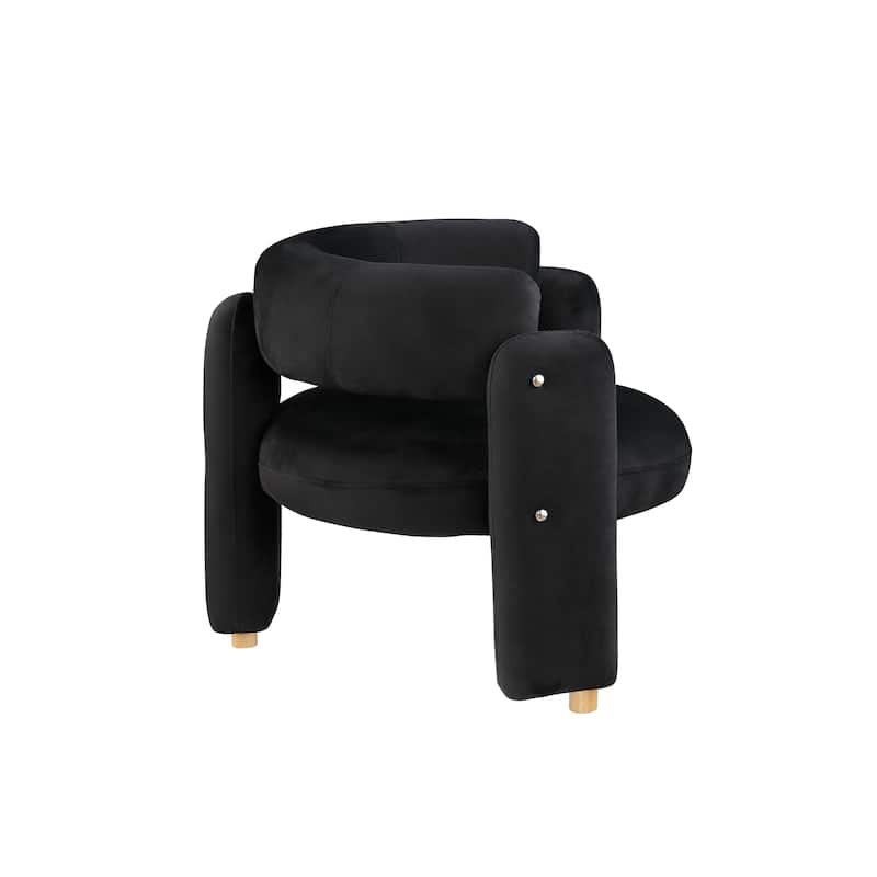Modern Accent Chair With Solid Wood Frame, For Living Room, Bedroom, Lounge Area, Office
