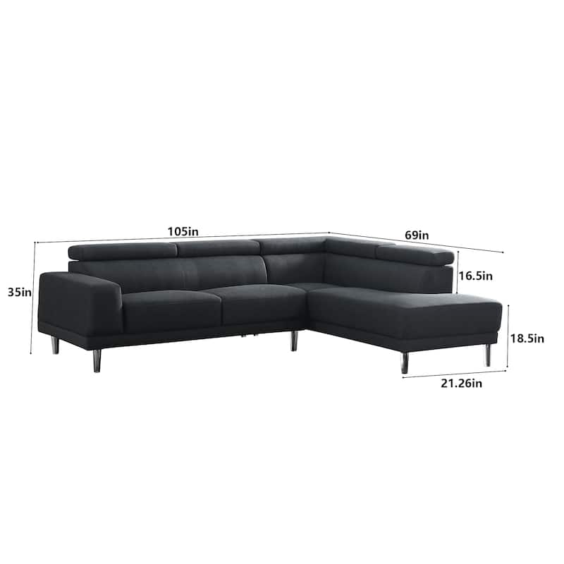105 in. Width L-Shaped Chaise Sectional Sofa