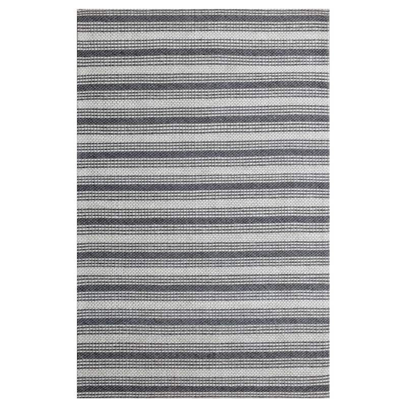 Sevita Dark Gray/Ivory Transitional Striped Wool Indoor Area Rug - 7'9" x 9'9"