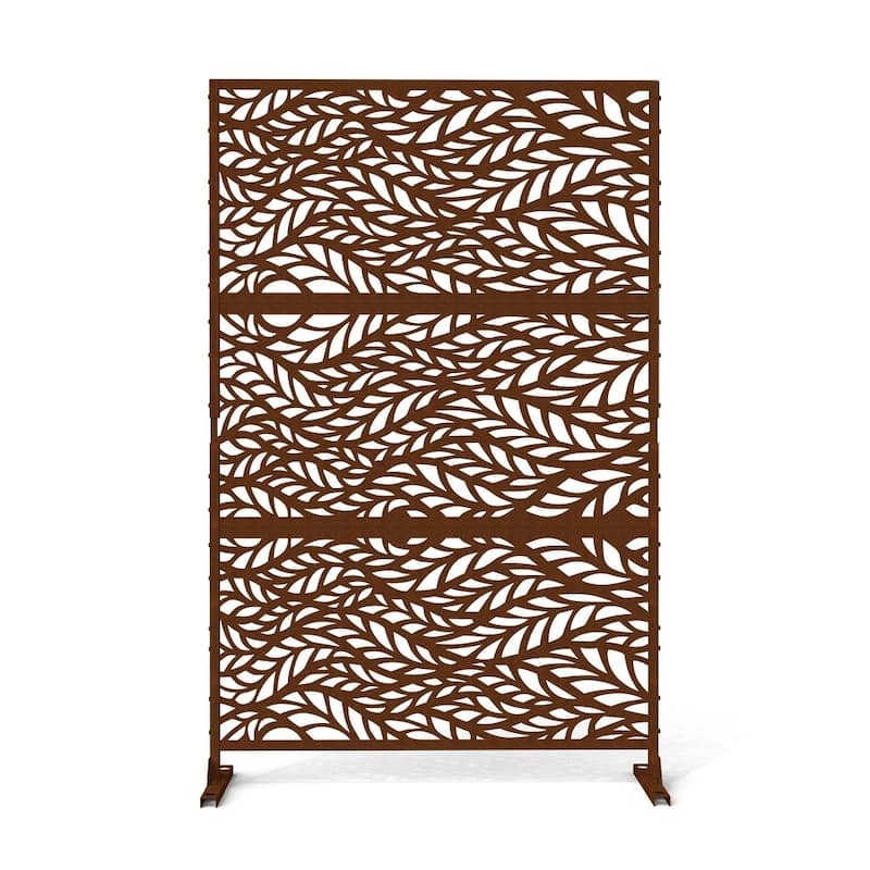 Free Standing Metal Privacy Screen Panel Decorative Outdoor Privacy Screen - 72"H x 47"W