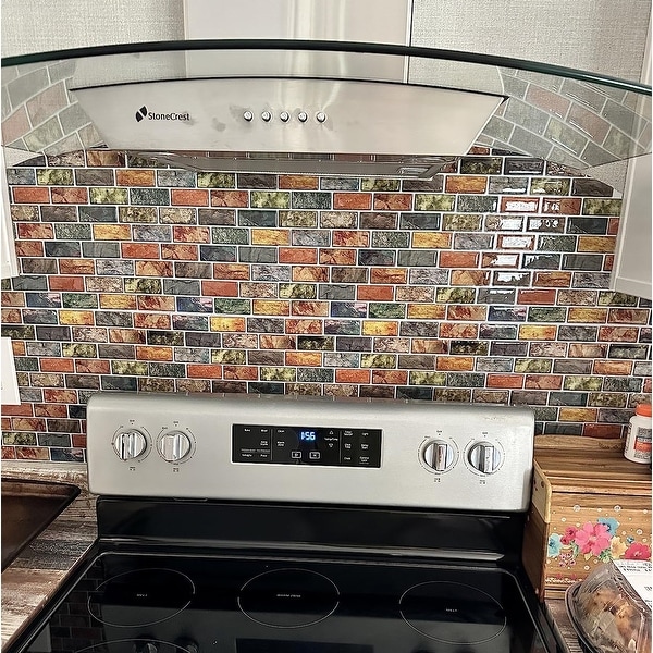 Art3d 10pcs Vinyl Peel and Stick Backsplash Tile for Kitchen,12"×12"