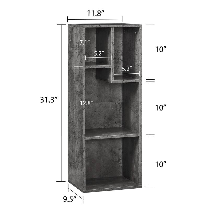 Javlergo Set of 2 Modern 4-Tier Bookshelves Asymmetric Storage Shelf Horizontal or Vertical Bookcase for Living Room Bedroom