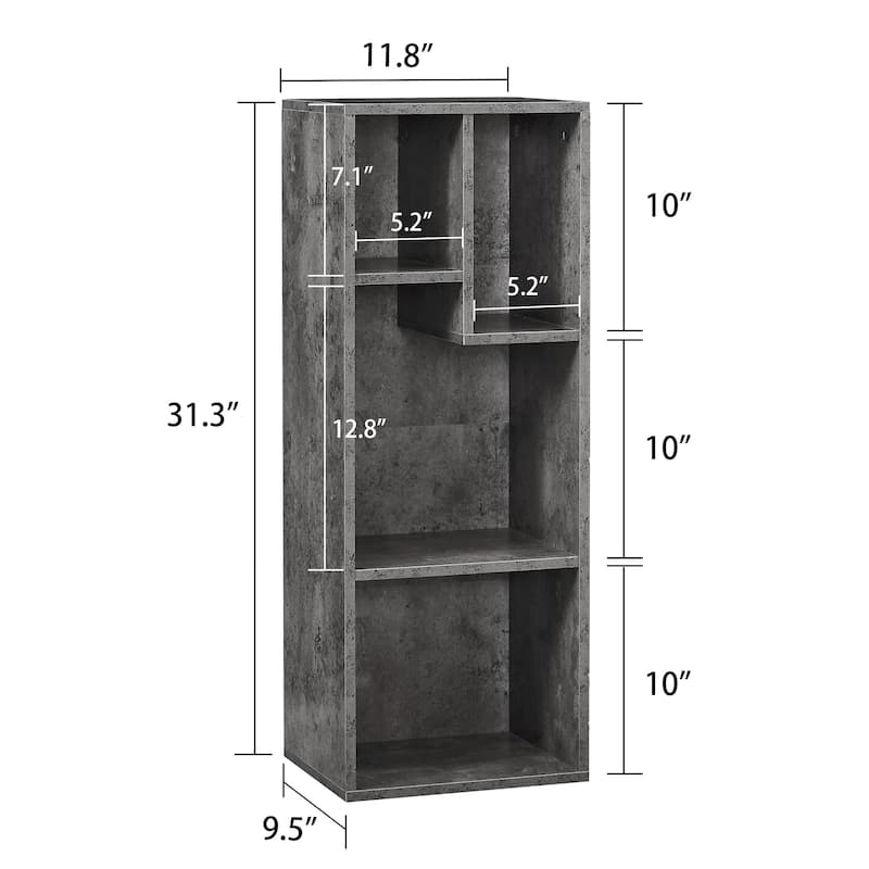 VECELO, 3-Tier Four Open Cube Wooden Bookcase Organizer, Bookshelf / Book Storage