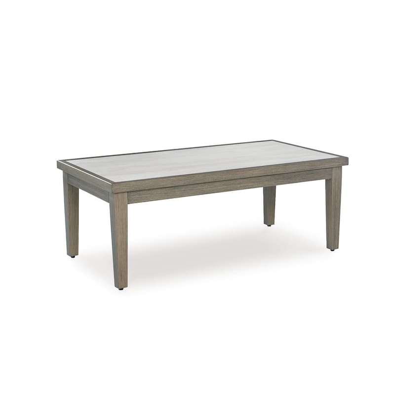 Signature Design by Ashley Rainier Ranch Brown/Beige Outdoor Coffee Table - 48.9" W x 25.28" D x 18.5" H