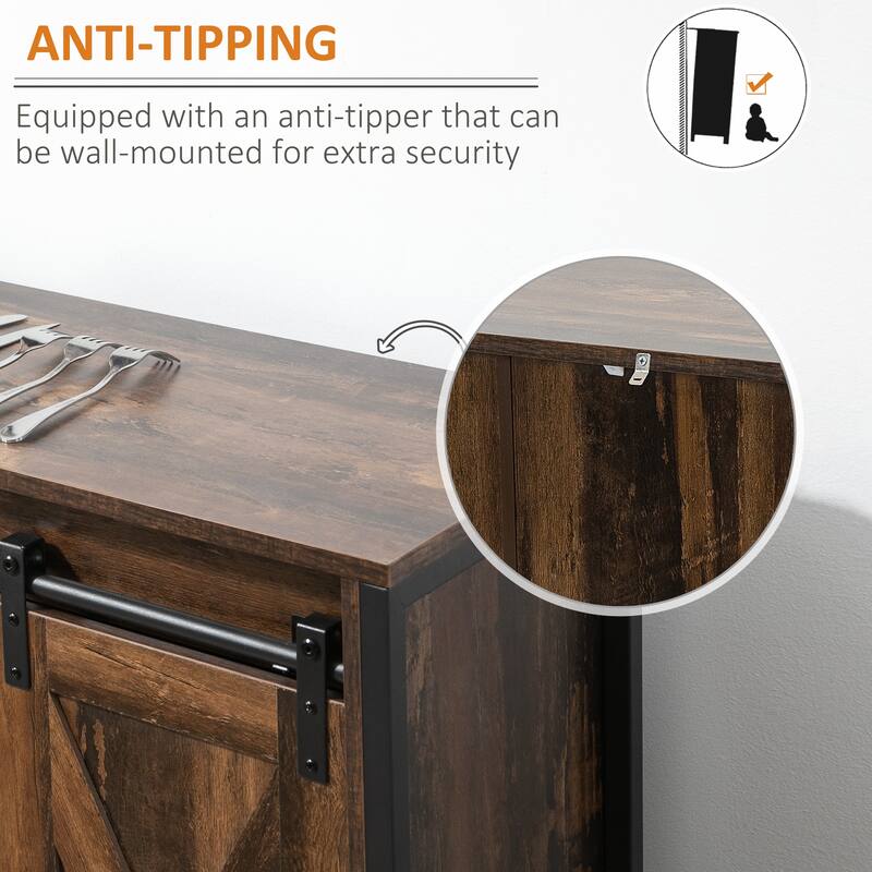 Storage Cabinet Coffee Bar Cabinet with Adjustable Shelves, Sideboard Buffet Cabinet with Sliding Door