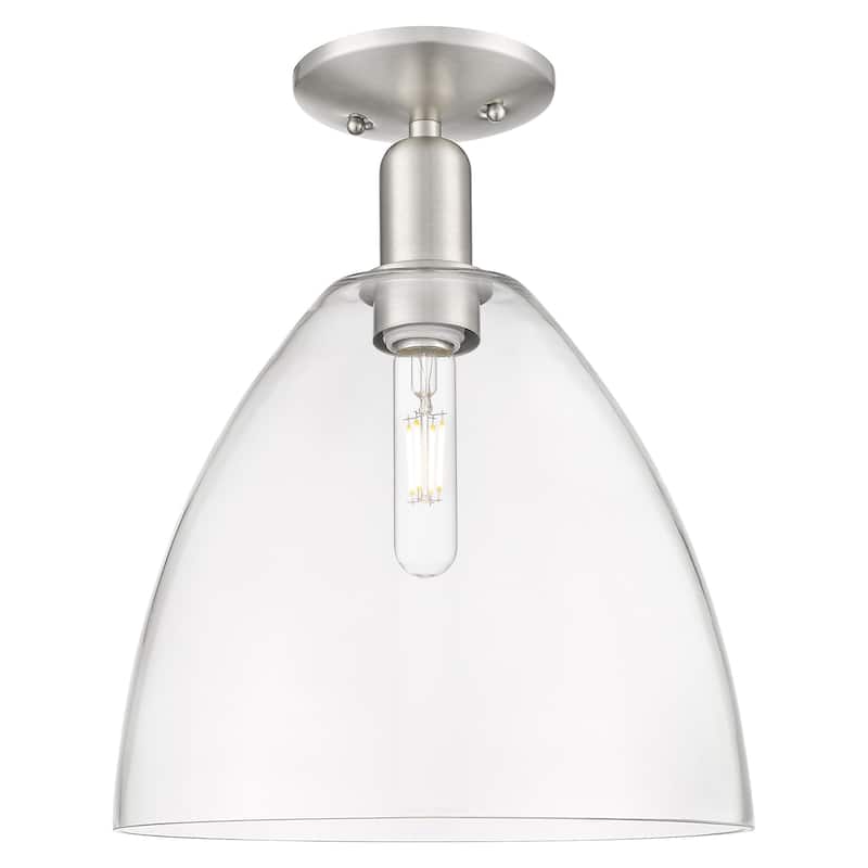 Innovations Lighting 716-1C-15-12 Bristol Semi-Flush Bristol 12" Wide - Brushed Satin Nickel / Clear