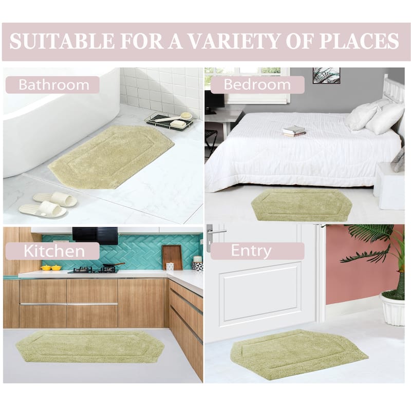 Waterford Collection 100% Cotton Non-Slip Bathroom Rug Set, Machine Washable Bath Rug, 5 Piece Bath Mat Set with Contour