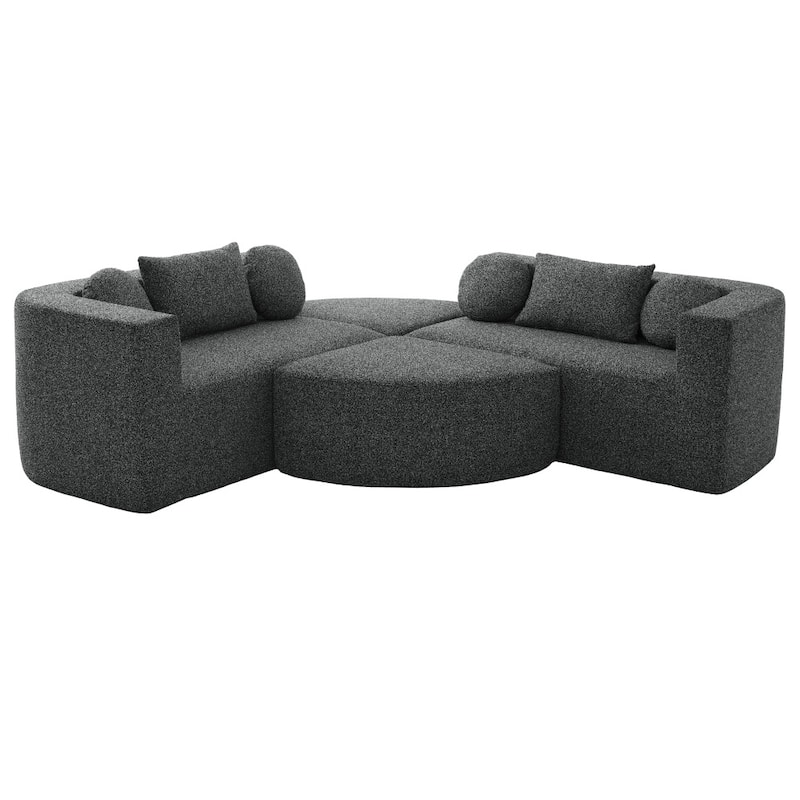 114.9" Free-combined Modular Sectional Sofa Bed with Deep Seating and Curved Design