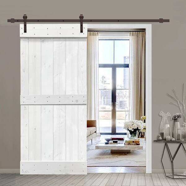 Shop 38 In X 84 In Light Cream Stained Barn Door W Sliding Hardware On Sale Overstock 31478543