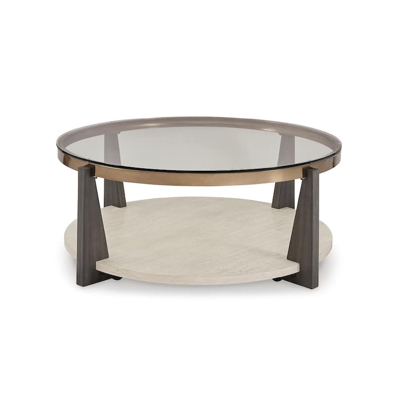 Signature Design by Ashley Frazwa Brown/Beige Coffee Table - 42"W x 42"D x 17"H