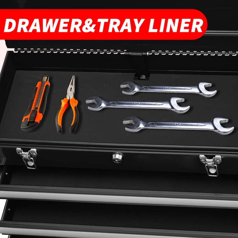 Portable Steel Tool Box with 4 Drawers,Cylinder Lock and Latch Closure