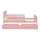 preview thumbnail 5 of 8, Twin Size Wood Platform Bed with Guardrails and 2 Storage Drawers - Pink