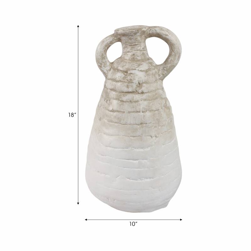 Ceramic Slanted Eared Decorative Vase - Ivory, 18"