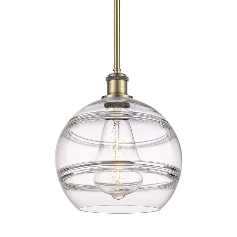 Innovations Lighting 516-1S-12-10 Rochester Pendant Rochester 10" Wide - Antique Brass / Clear
