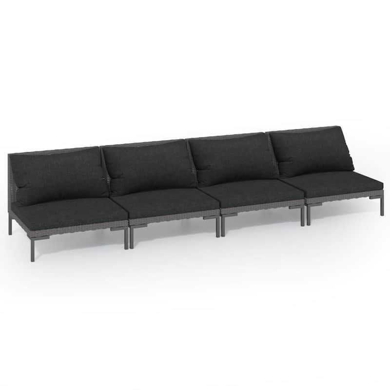 vidaXL Patio Lounge Set Outdoor Sectional Sofa Set Table Poly Rattan Dark Grey - 27.6" x 27.6" x 24"