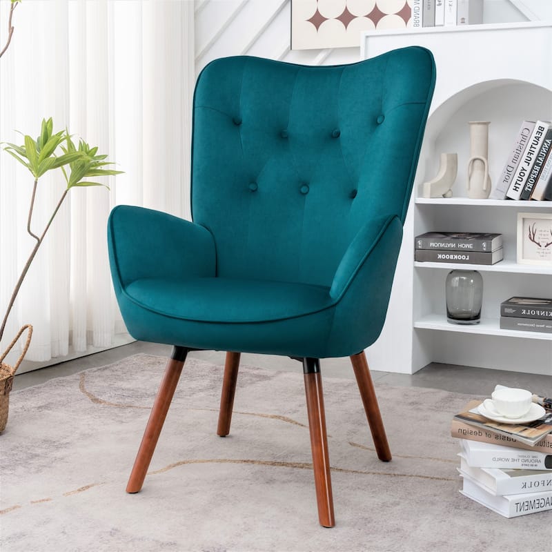 Kreedence 26.38" W Microfiber Flared Arm Accent Chair - Greynish Blue