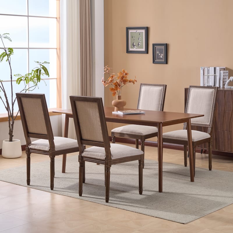 Christopher Knight Home - French Country Dining Chairs Set with Upholstered Backrest & Upholstered Seats with Fluted Legs