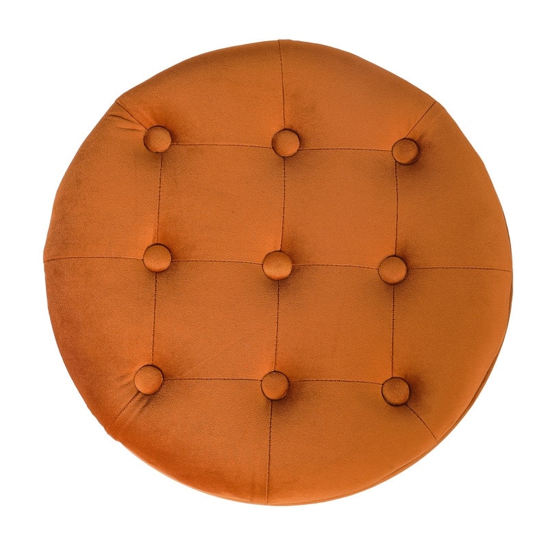 Adeco Round Storage Ottoman Footrest Stool With Removable Lid