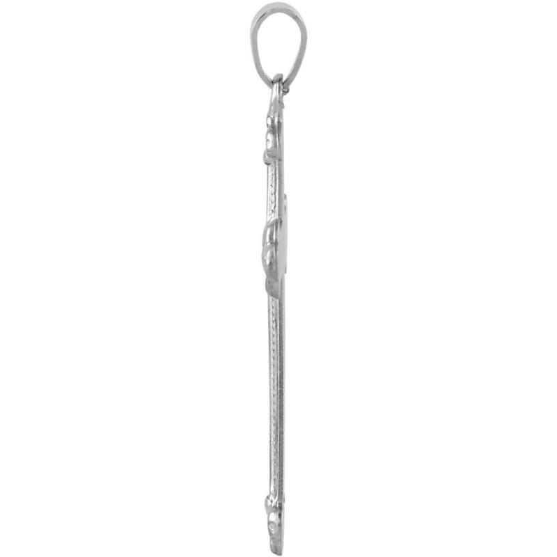 Curata 14k White Gold Floral Budded Cross Pendant Necklace, 16" 25x16mm