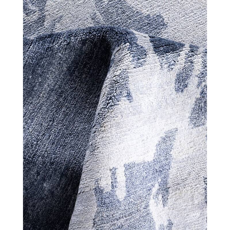 Modern One-of-a-Kind Hand-Knotted Area Rug, Blue - 9' 2" x 11' 10"