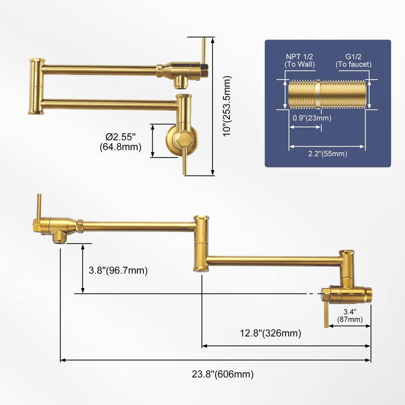 WOWOW Modern Foldable Filling Faucet with Dual-Joint Swivel Arm
