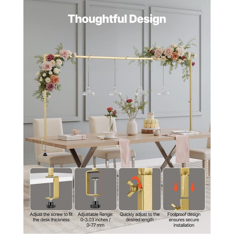 Adjustable Table Arch Stand with Clamps and Square Tube Metal Rod Frame Ideal for Indoor or Outdoor Decoration