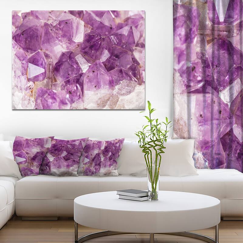 Designart "Purple Amethyst Macro" Abstract Canvas Wall Art Print - 40 in. wide x 30 in. high - 1 Panel