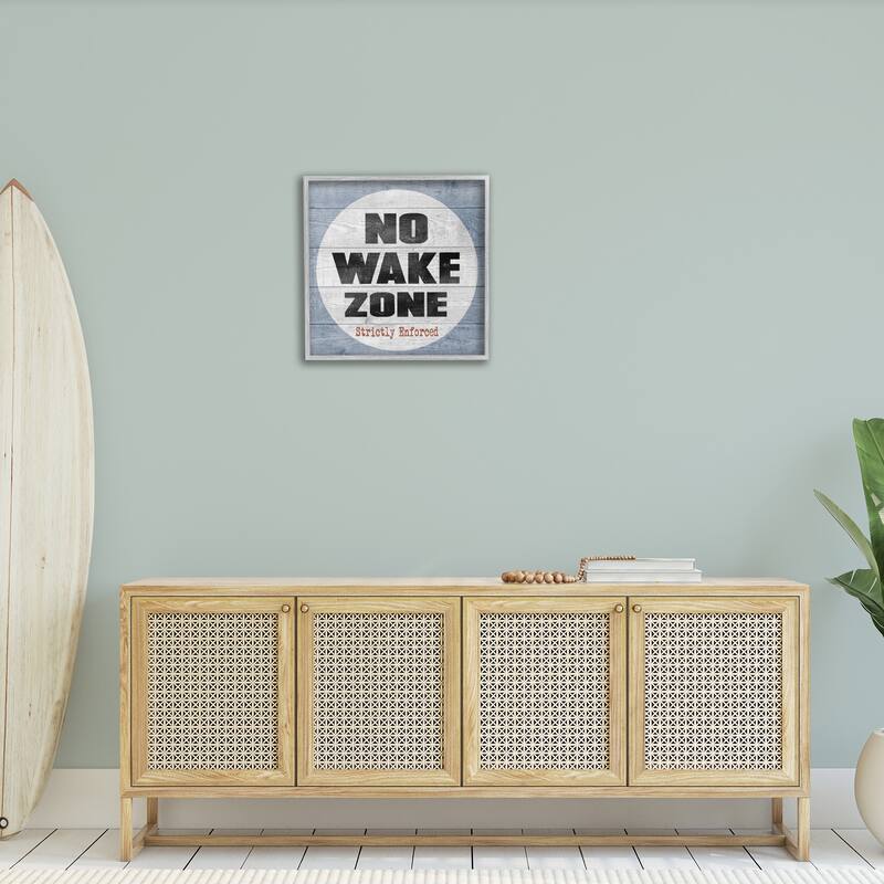 Stupell No Wake Zone Beach Plank Framed Giclee Texturized Art, 12 x 1.5 x 12, Made in USA