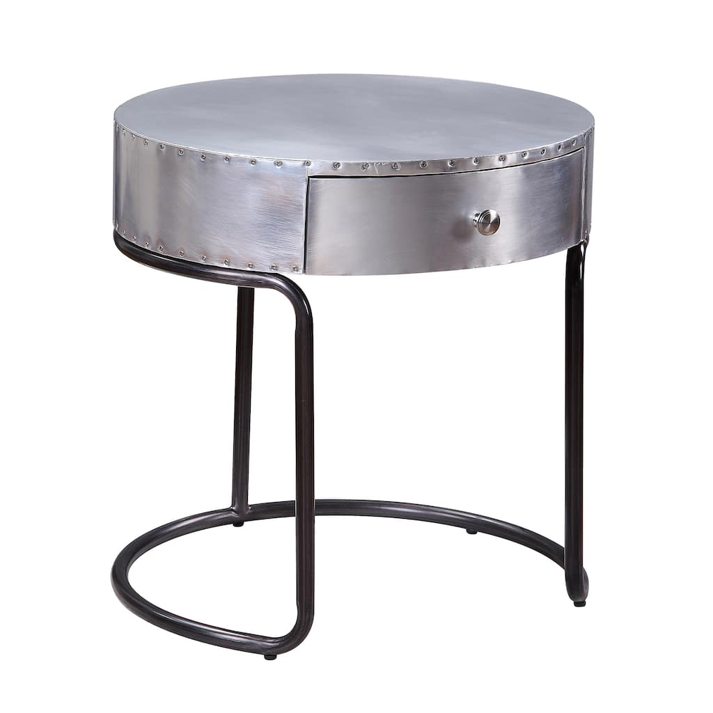 Bailee Aluminum and Black Storage End Table