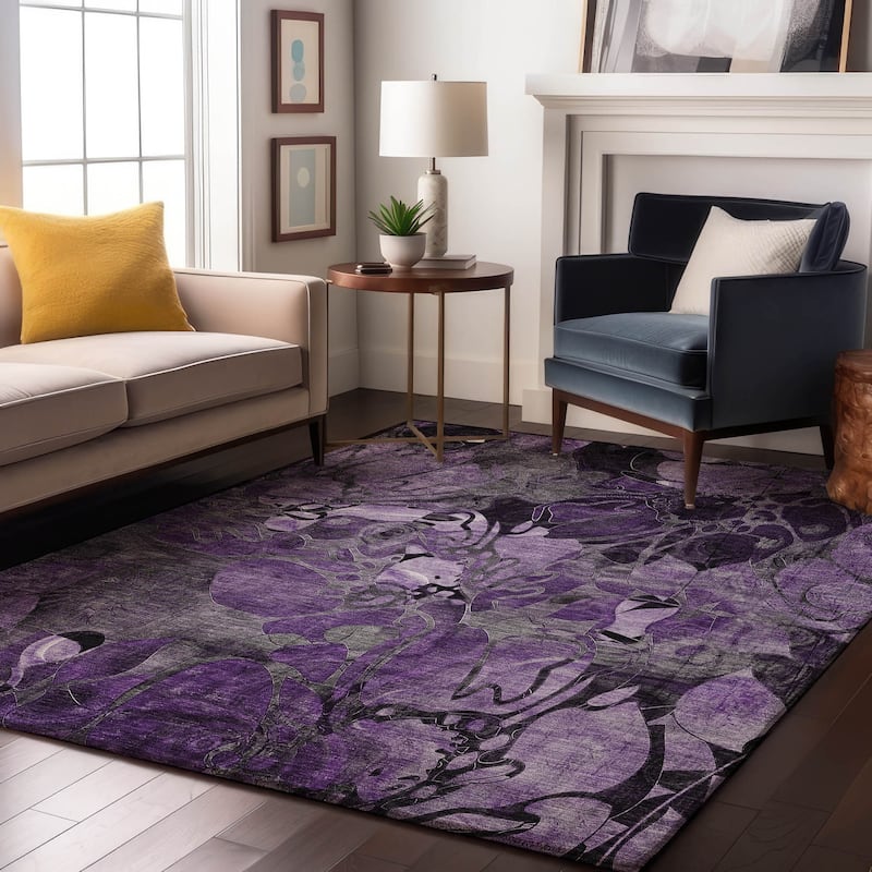 Premium Washable Super Soft Abstract Floral Mayfield Rug - Purple - 8' x 10' - Rectangle