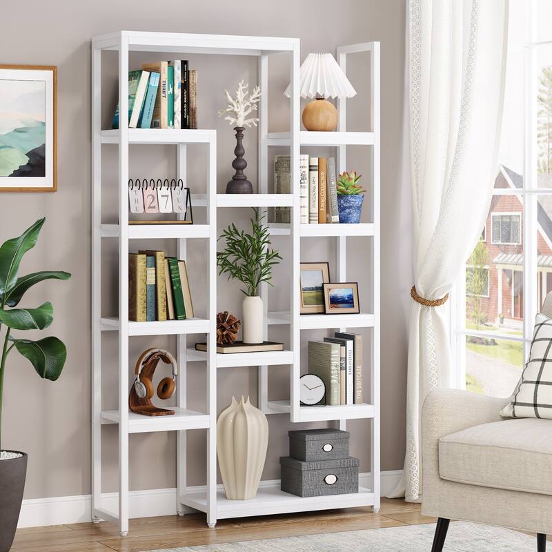 Tall Bookshelf 12 Open Shelves, 6-Tier Industrial Bookcase for Storage