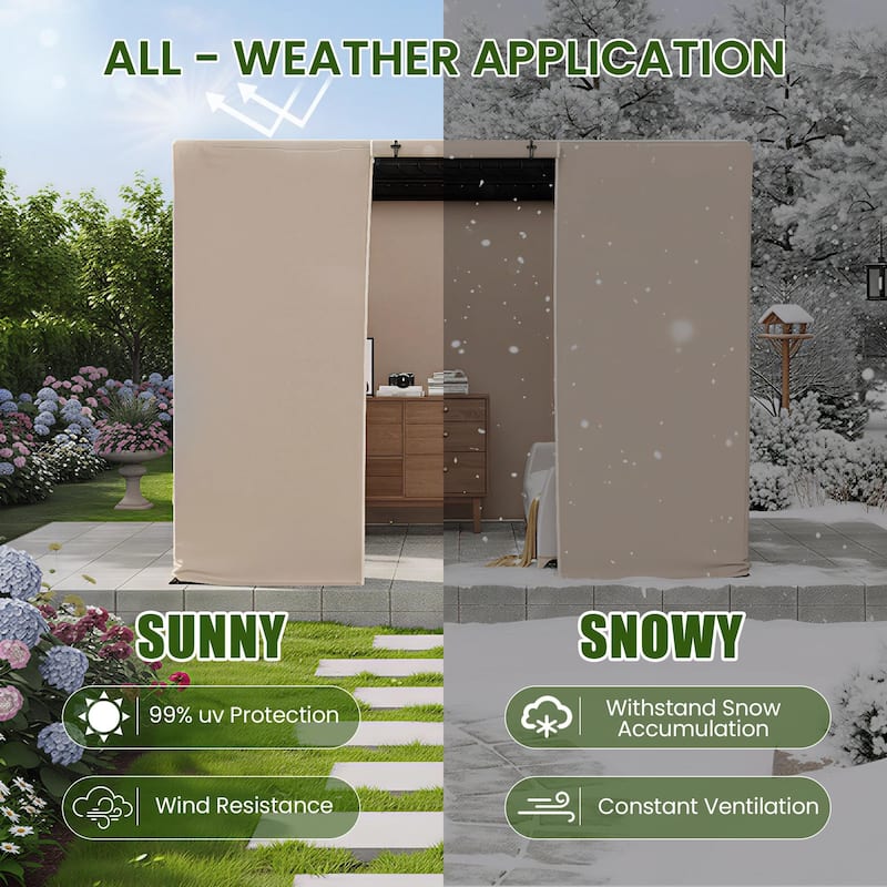EROMMY Waterproof Pergola Winter Cover with Sidewalls, Mesh Windows and Roll-Up Door, All-Season Weather Enclosure