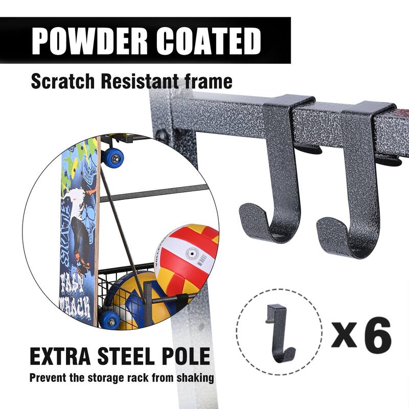 4 Tier Garage Storage Organizer for Sporting Goods Balls