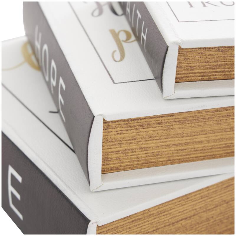 Faux Leather or Linen Fabric Book Storage Box - Set of 3 White, Beige, Black, Red or Light Gray - Roche River Decor