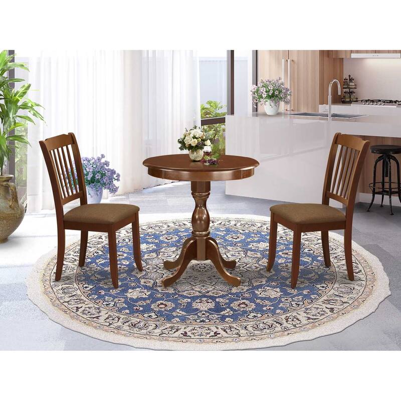 3-Piece Mahogany Finish Solid Wood Top - Dining Room Set - Seats 4