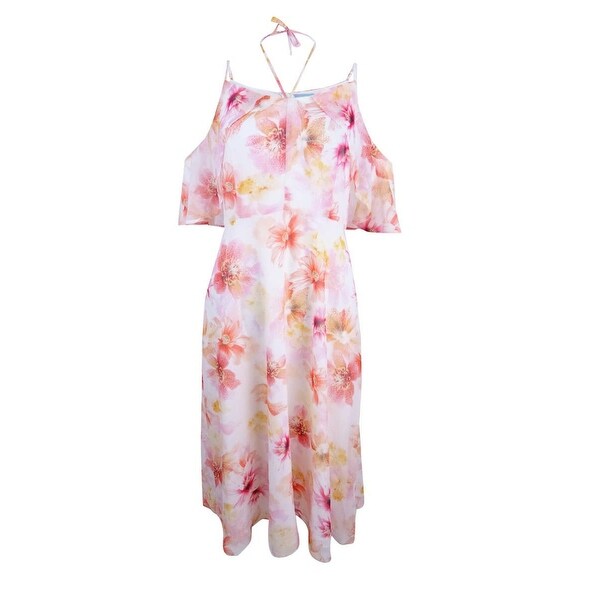 cold shoulder midi dress floral