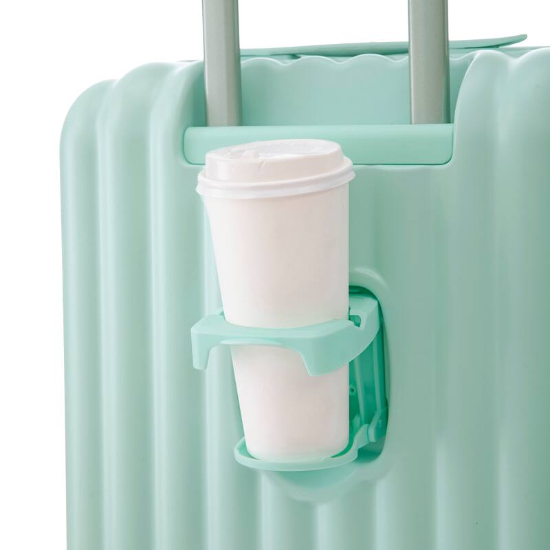 Carry on Hardshell 3 Piece ABS Luggage Set with Cup Holder & USB Port & Phone Holder