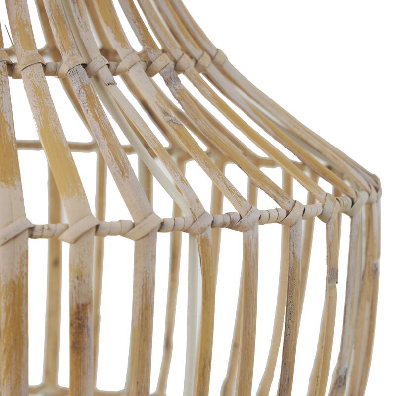 Bamboo Wood Handmade Open Frame Decorative Vase with White Metal Accents - Brown - Roche River Decor