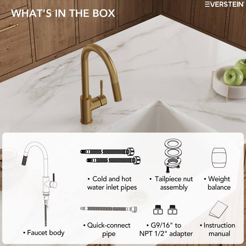 Single-Handle Pull-Down Sprayer Kitchen Faucet with 360° Spout Swivel